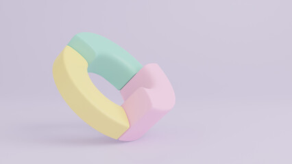 Business chart icon on pastel purple background, 3d rendering, Donut chart, 3D business concept	