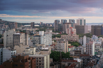 Aerial view of Porto Alegre at sunset - Porto Alegre, Rio Grande do Sul, Brazil