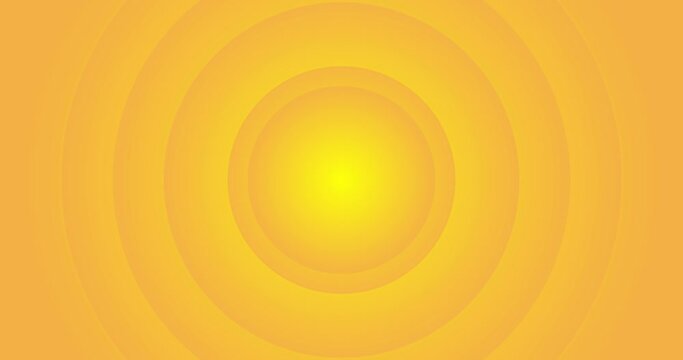 Light sunny yellow gradient concentric circles stylised ripples. Tones of yellow and orange. Stripe Wheel stock video. Seamless looped animated background.