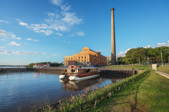 Gasometro Power Plant (Usina do Gasometro) and Moacyr Scliar Park and - New Guaiba Revitalized Waterfront (Orla do Guaiba) - Porto Alegre, Rio Grande do Sul, Brazil
