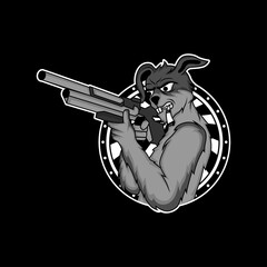 stockkkT-shirt design with illustration of a rabbit using a gun