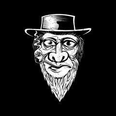 adult smoking using cowboy hat illustration design