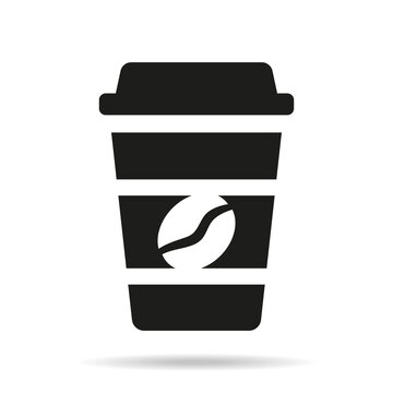 Disposable coffee cup icon on white background.