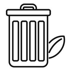 Recycle bin icon outline vector. Leaf save