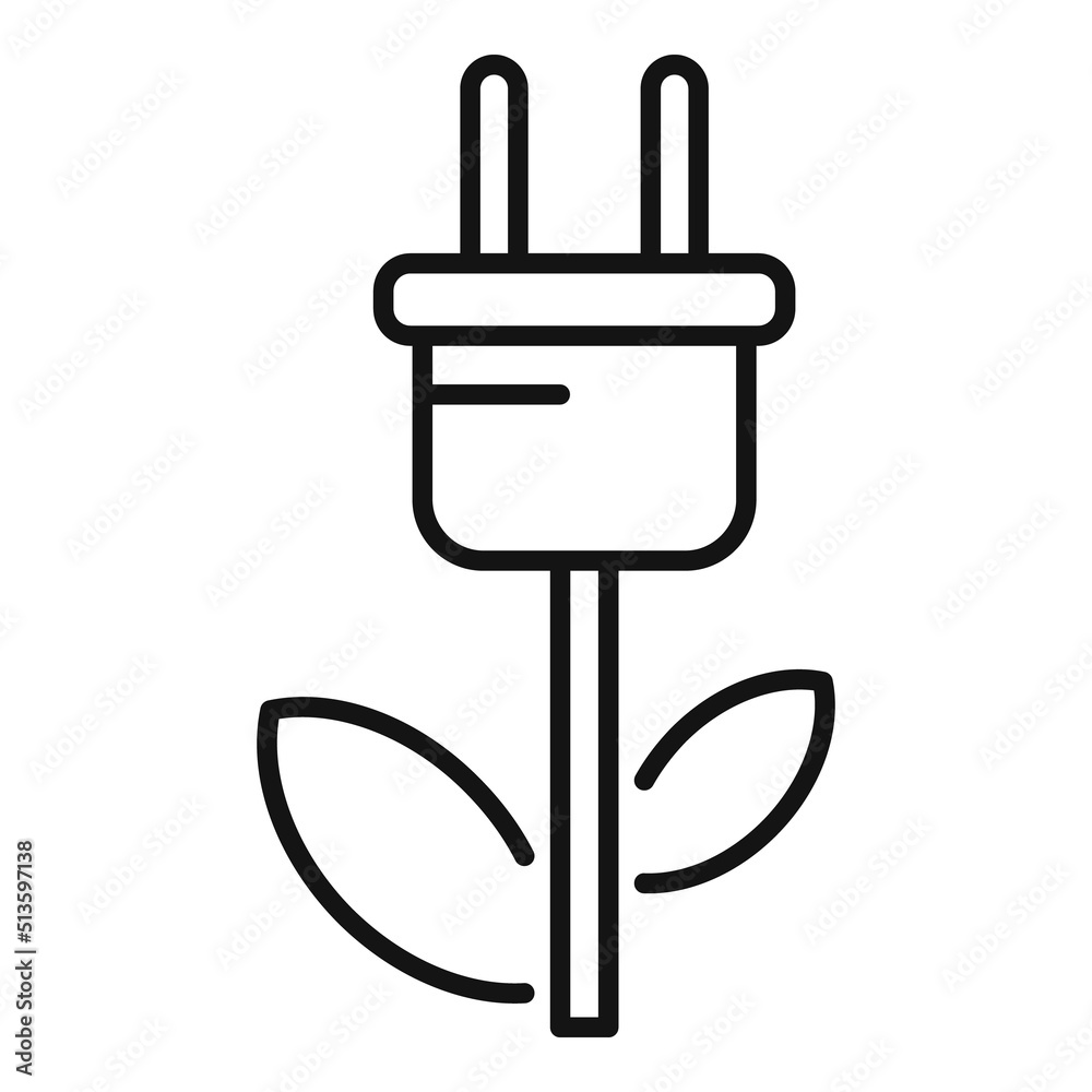 Wall mural eco plant plug icon outline vector. clean power