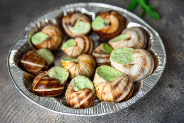 snails food ready to eat fresh healthy meal food snack diet on the table copy space food background rustic top view