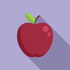 Eco apple icon flat vector. Farm organic