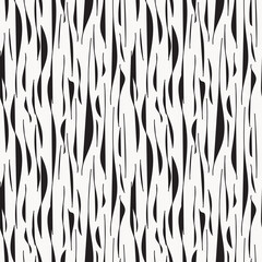 Monochrome abstract wavy spots background. Black and white irregular striped seamless pattern.
