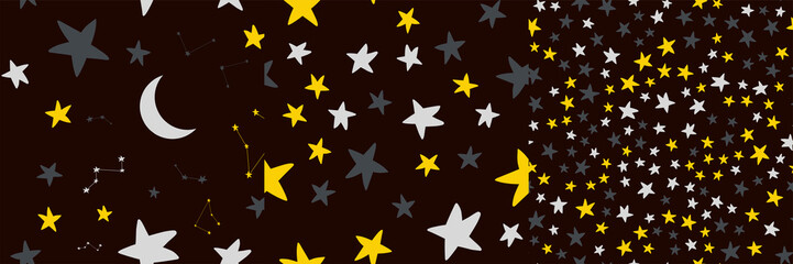 Collection of star patterns black space sky design for printing