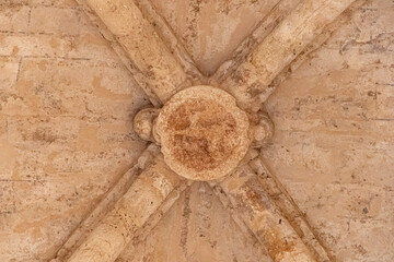 Ciudad Real, Spain. Detail of the vaults of the Puerta de Toledo (Toledo Gate), a Gothic fortified city entrance formerly part of the walls