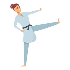 Karate woman icon cartoon vector. Sport school. Children education