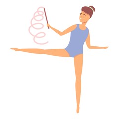 Girl gymnastic icon cartoon vector. Kid education. Child exercise