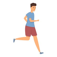 Fototapeta premium Running boy icon cartoon vector. Happy child. Sport school