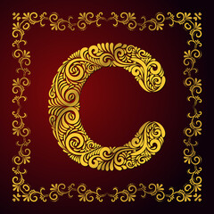 c latter art using custom brush art and beautiful Arabic mandala frame background