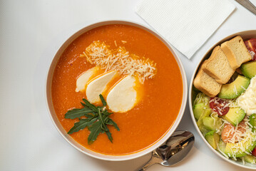 set of various plates of food isolated on white background