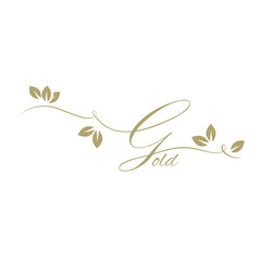 Gold foliage, script letter 