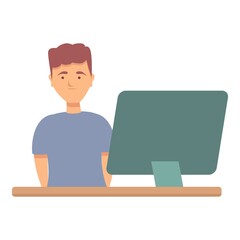 Online learn icon cartoon vector. Child school. Class study