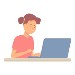 Fototapeta na wymiar Girl online chat icon cartoon vector. Computer kid. Class student