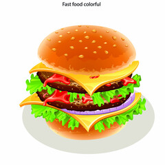 Fast food icons colorful 3d sketch