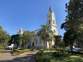 Fototapeta na wymiar The Church of Our Lady of Sorrows, a catholic church in city centre in Avaré, Sao Paulo, Brazil.
