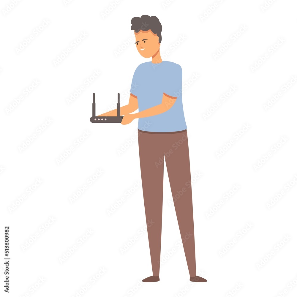 Poster wifi router engineer icon cartoon vector. system computer. server data
