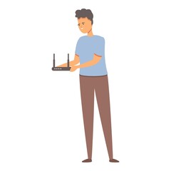 Wifi router engineer icon cartoon vector. System computer. Server data