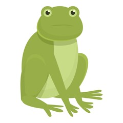 Sad frog icon cartoon vector. Cute green. Jump animal