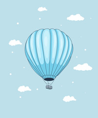 Obraz premium hot air balloon in the clouds on a blue background
