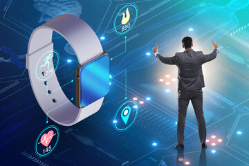 Businessman in the concept with smartwatch