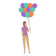 Holiday balloon seller icon cartoon vector. Happy vender. Sell shop
