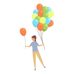 Student girl balloon seller icon cartoon vector. Happy sell. Park selling