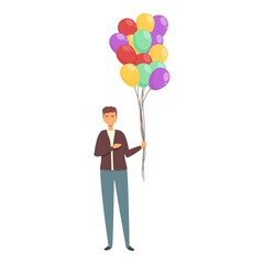 Manager balloon seller icon cartoon vector. Street man. Happy selling