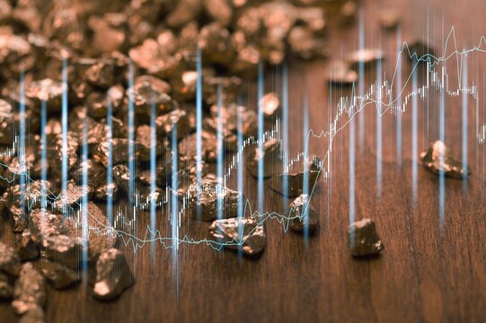 Gold Price And Rising Chart. Business And Finance Concept. Gold Market Trend Line Graph.