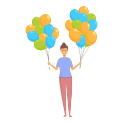 Smiling woman balloon seller icon cartoon vector. Sell shop. Happy shop