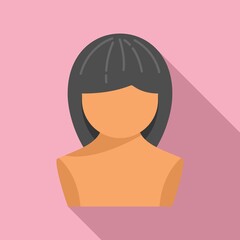 Beauty wig icon flat vector. Head style