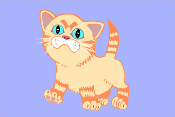 Red kitten on a lilac background vector image