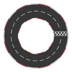 Round racetrack icon cartoon vector. Car race. Top view