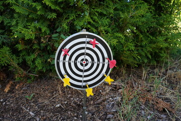 trying to hit the dartboard	
