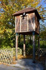 Wood dovecote on stilts in the french park