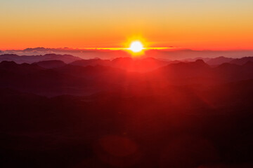 Fototapeta premium Beautiful sunrise on a top of Mount Sinai (Moses Mount) in Egypt