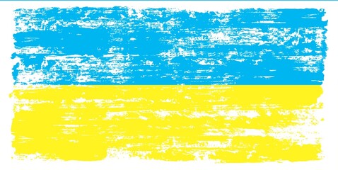 Ukraine flag brush paint vector illustration, Ukrainian blue and yellow flag, watercolor paintbrush