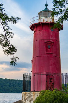 The Little Red Lighthouse beneath the George Washington Bridge on the New York City side of the Hudson River. 