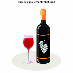 Italy design elements chef food icons sketch