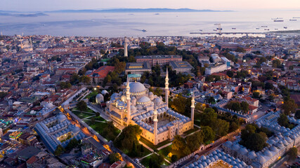 aerial view of istanbul at sunset