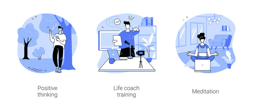 Self-improvement coaching isolated cartoon vector illustrations se