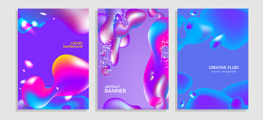 Purple abstract posters set