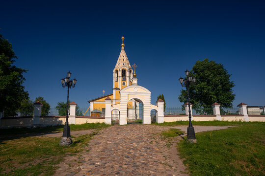 The Cathedral of the Blessed Virgin Mary in the village of Gorodnya in the Tver region in Russia. One of the oldest churches in Russia. High quality photo