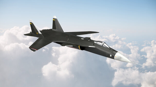 3d render russian fighter plane su 47 in the sky war of russia with ukraine air strikes