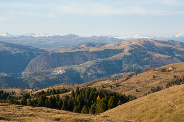 Naklejka premium Mount Grappa autumn landscape. Italian Alps view