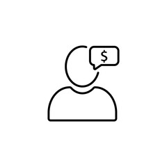 Vector illustration of user earnings icon. User Icon with dollar symbol eps 10